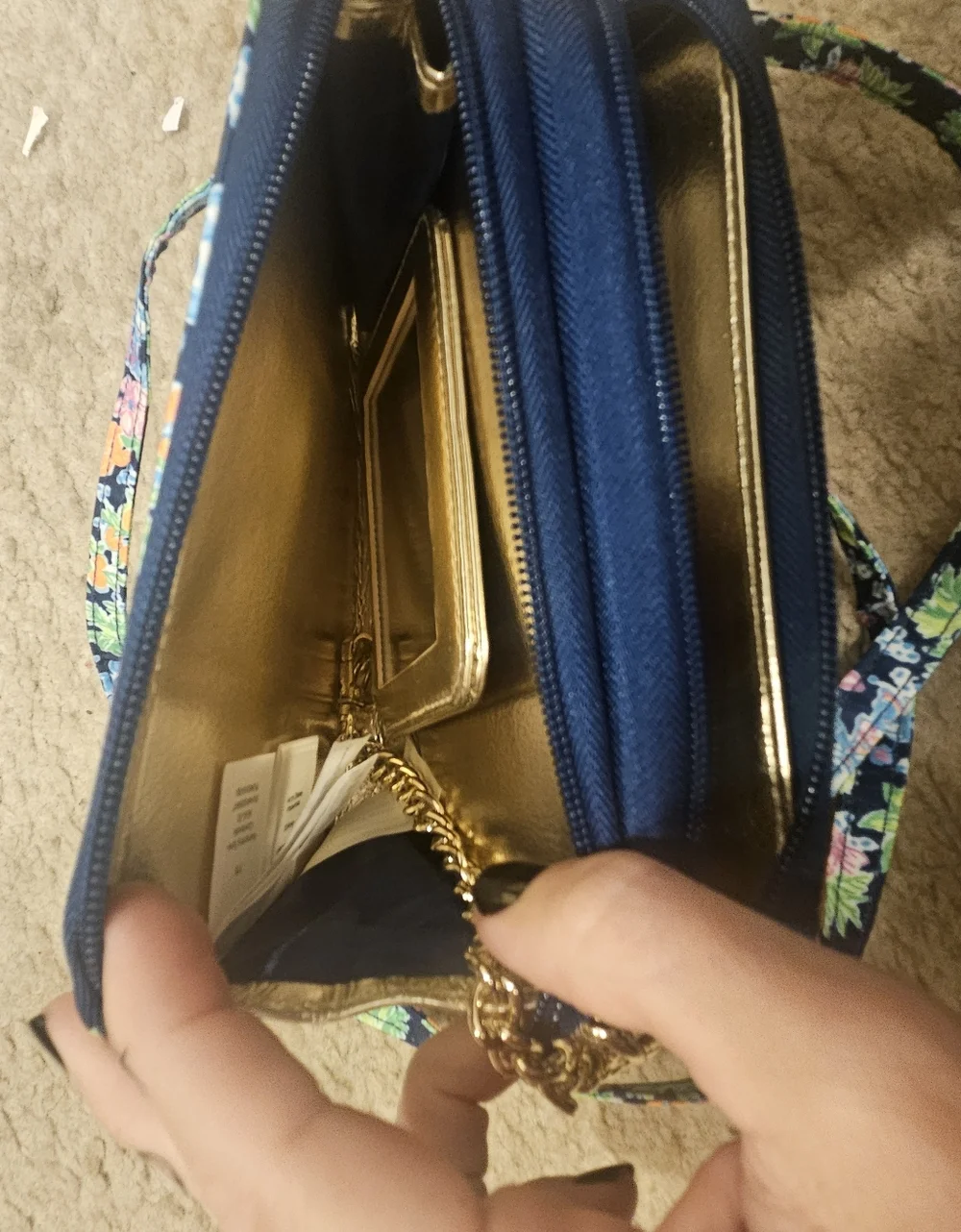 Lily Pulitzer Disney Navy Floral Crossbody Wristlet - Gold Accent - Picture 5 of 5